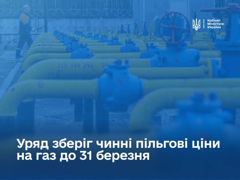 Уряд зберіг чинні пільгові ціни на газ для населення та виробників тепла до кінця опалювального сезону